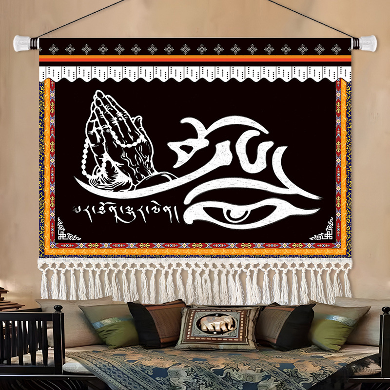 Gobelin falikép, téglalap alakú, karakteres mintával, fő tartalom 91–100% és len, stílus: új kínai stílus, nem szövött anyag