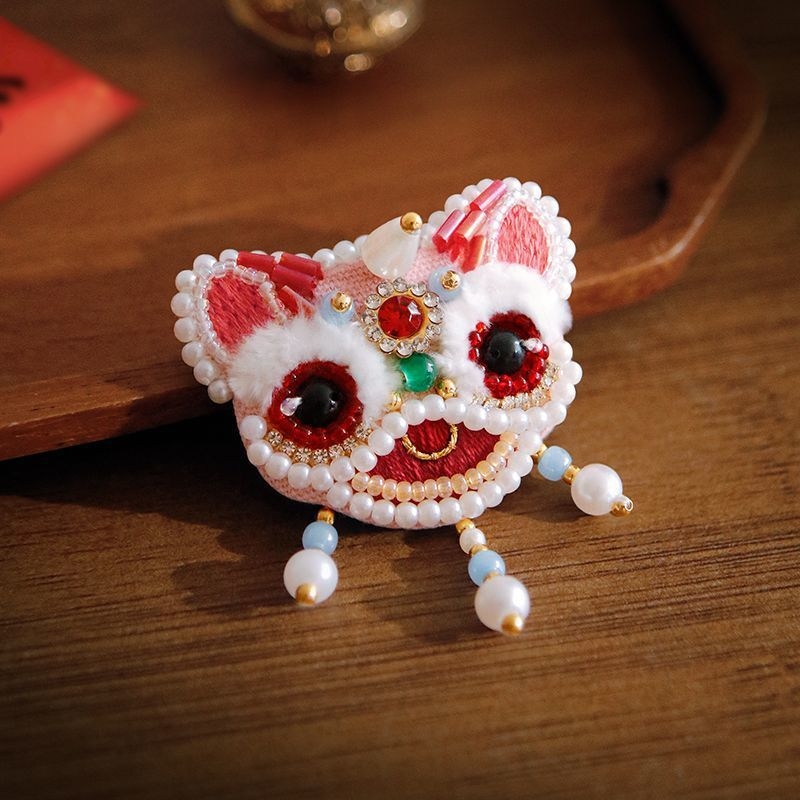 Clamă de păr handmade cu floare din țesătură – Kit DIY de broderie, stil Nordic, poliester, model peisaj