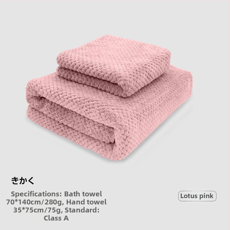 Koralinis veliūrinis vonios rankšluostis suaugusiems — poliesterio pluoštas, 150d džakardo audinys