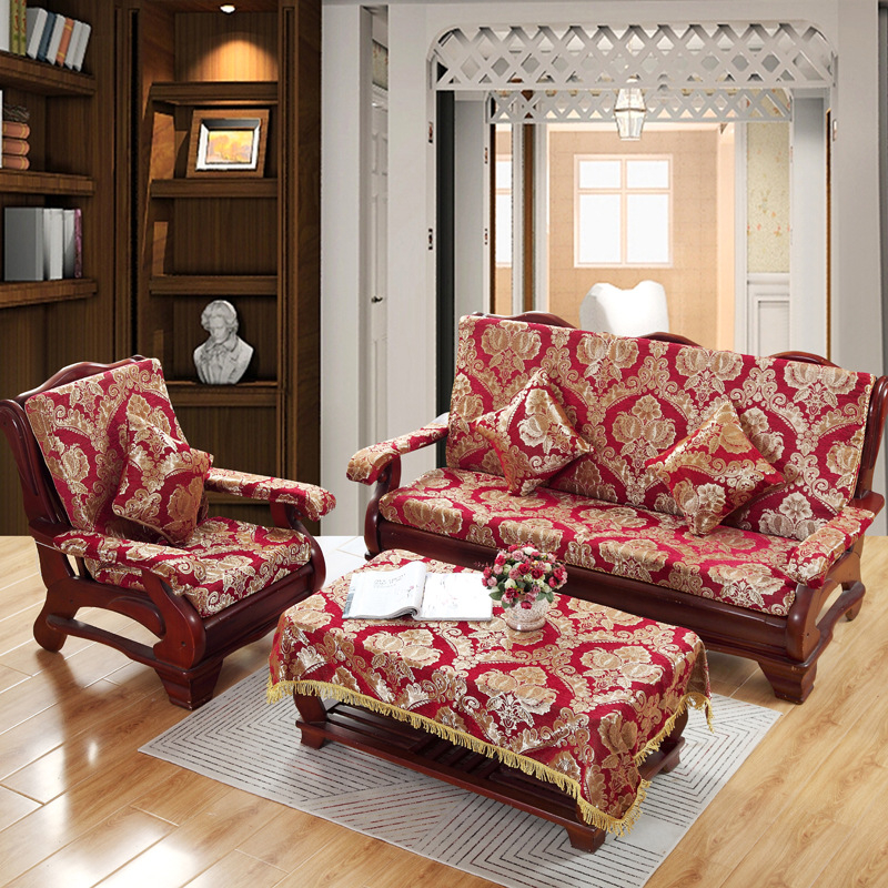 Medinė sofa pagalvė su nugaros atrama — vienos dalies komplektas su gėlių raštu; suderinama su kombinuota sofa; užtrauktukas nėra; sofa užvalkalas