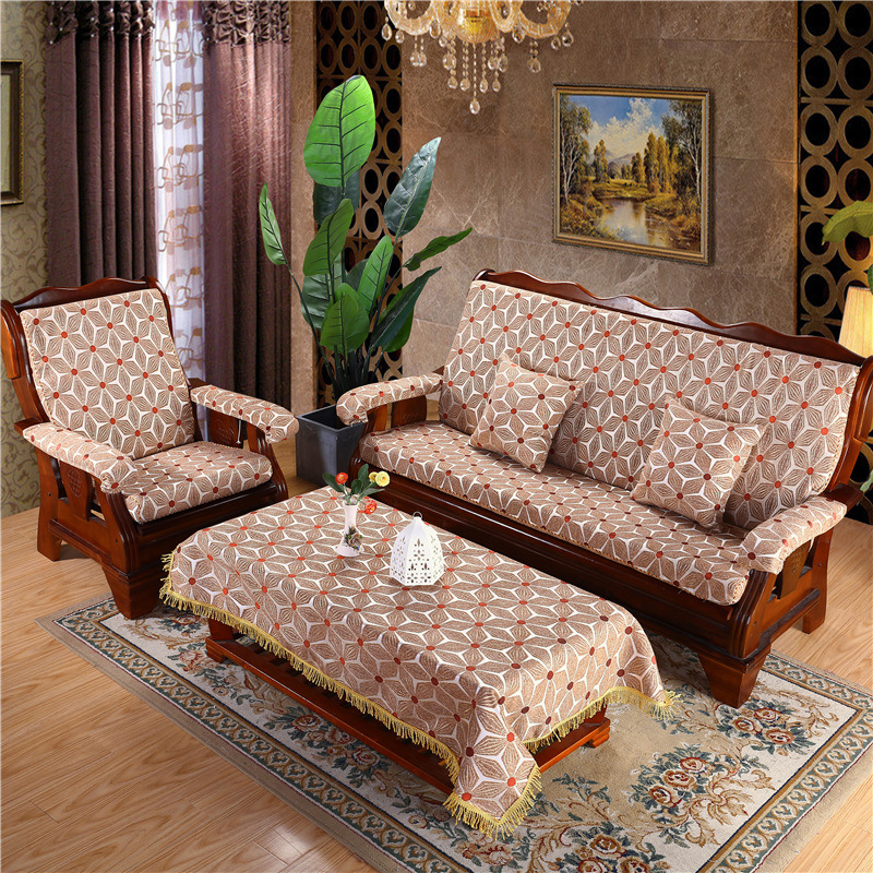 Medinė sofa pagalvė su nugaros atrama — vienos dalies komplektas su gėlių raštu; suderinama su kombinuota sofa; užtrauktukas nėra; sofa užvalkalas