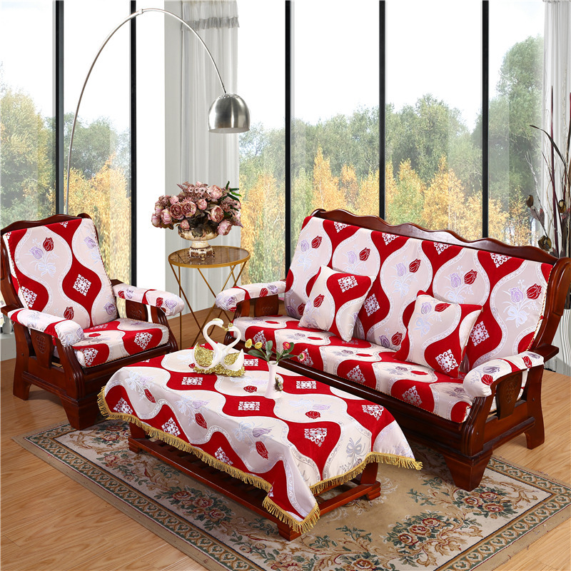 Medinė sofa pagalvė su nugaros atrama — vienos dalies komplektas su gėlių raštu; suderinama su kombinuota sofa; užtrauktukas nėra; sofa užvalkalas