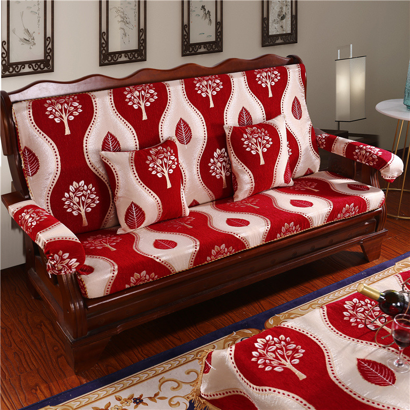 Medinė sofa pagalvė su nugaros atrama — vienos dalies komplektas su gėlių raštu; suderinama su kombinuota sofa; užtrauktukas nėra; sofa užvalkalas