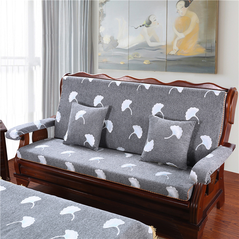 Medinė sofa pagalvė su nugaros atrama — vienos dalies komplektas su gėlių raštu; suderinama su kombinuota sofa; užtrauktukas nėra; sofa užvalkalas