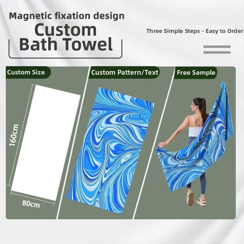  Magnetický uterák z mikrovlákna, 200–300 g, 16 vlákien, obšitý, viacúčelový pre turistiku, fitness, kempovanie, pláž, plávanie