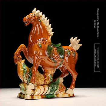 Keraminė arklio figūra – rankų darbo, naujo Kinų stiliaus, stalinis dekoras, dovana verslui