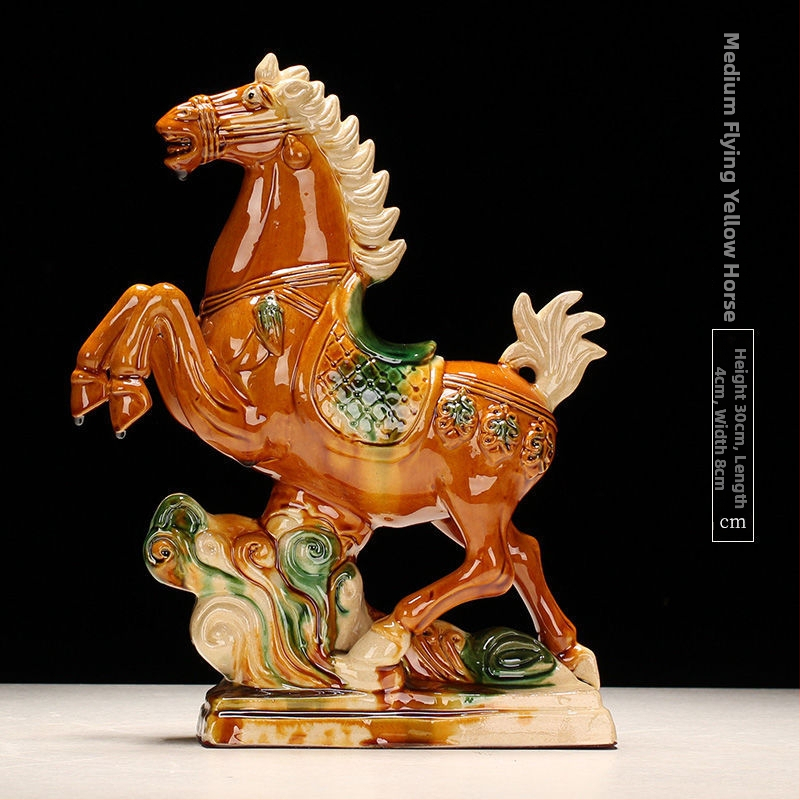 Керамична конска фигурка – ръчно изработена, нов китайски стил, настолен декор, подарък за бизнес