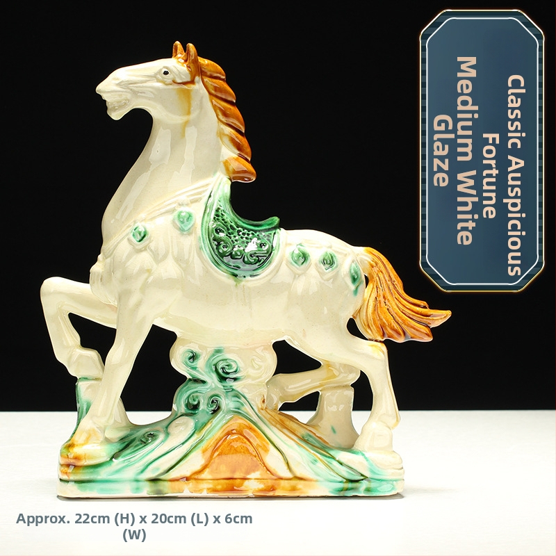 Keraminė arklio figūra – rankų darbo, naujo Kinų stiliaus, stalinis dekoras, dovana verslui