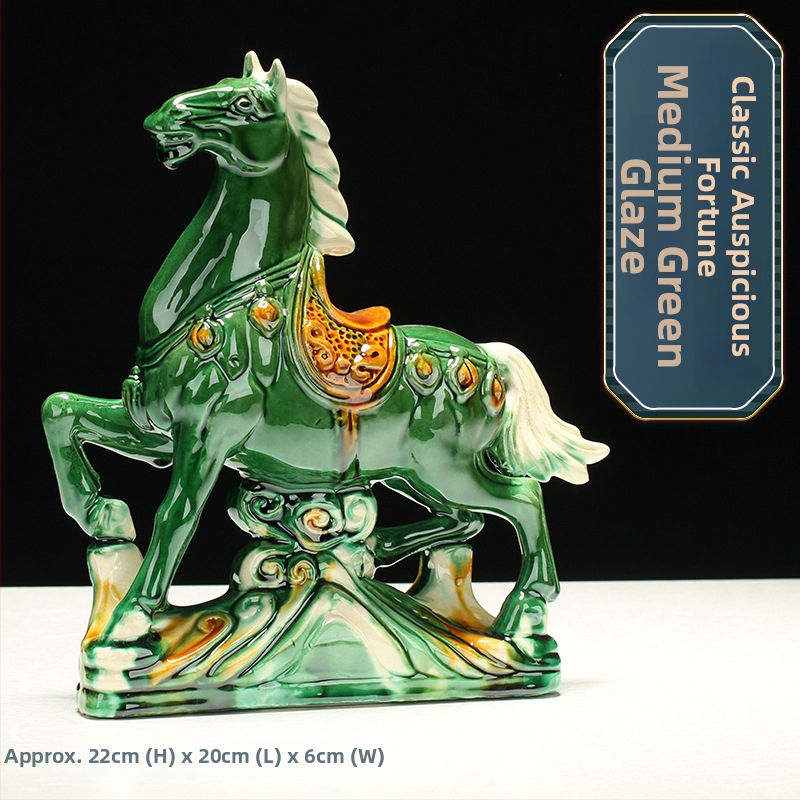 Keraminė arklio figūra – rankų darbo, naujo Kinų stiliaus, stalinis dekoras, dovana verslui