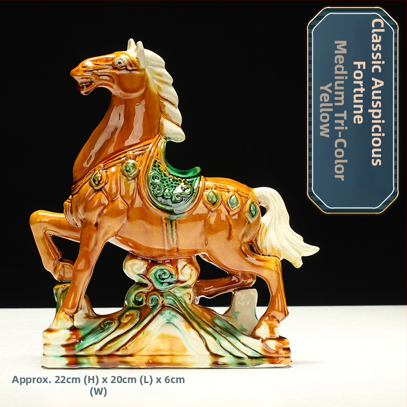Keraminė arklio figūra – rankų darbo, naujo Kinų stiliaus, stalinis dekoras, dovana verslui