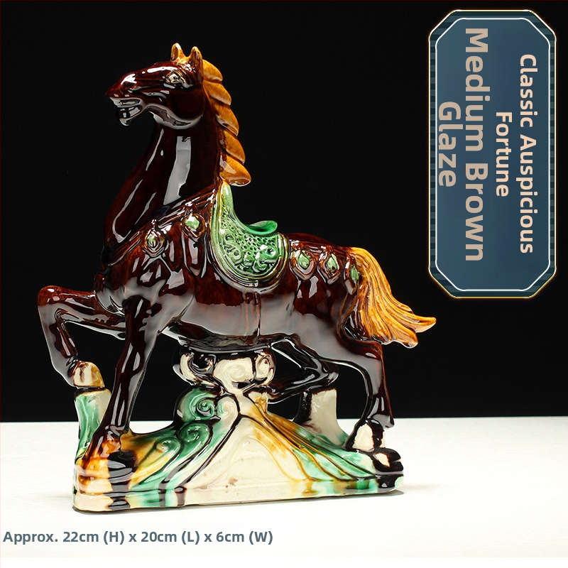 Keraminė arklio figūra – rankų darbo, naujo Kinų stiliaus, stalinis dekoras, dovana verslui