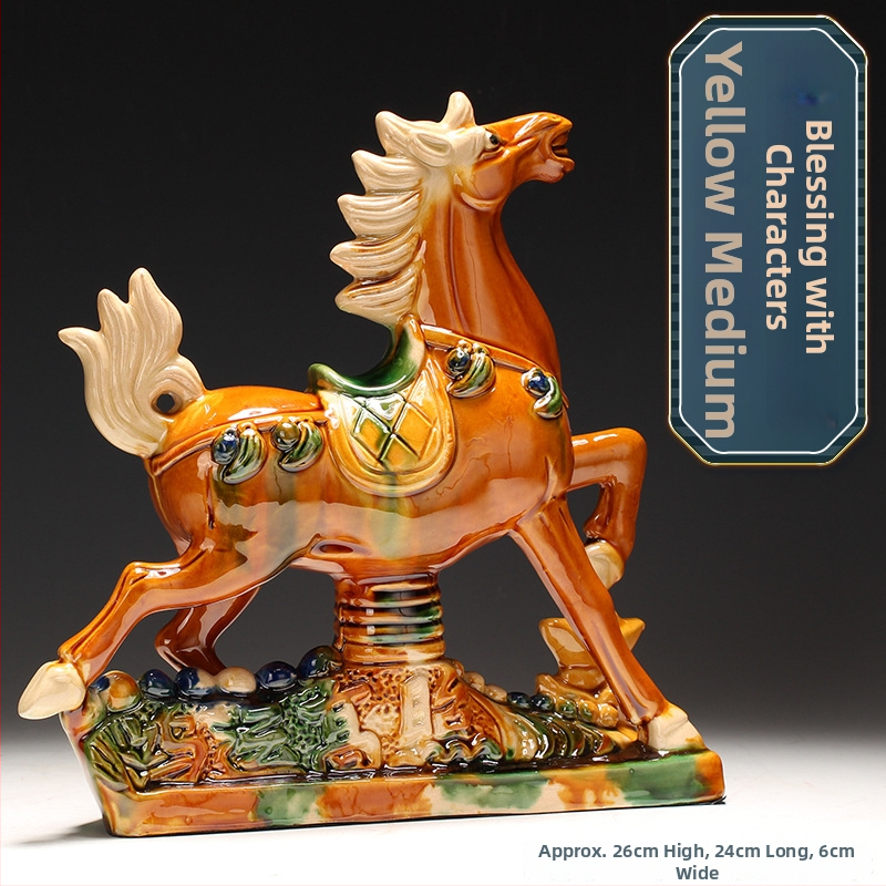 Keraminė arklio figūra – rankų darbo, naujo Kinų stiliaus, stalinis dekoras, dovana verslui