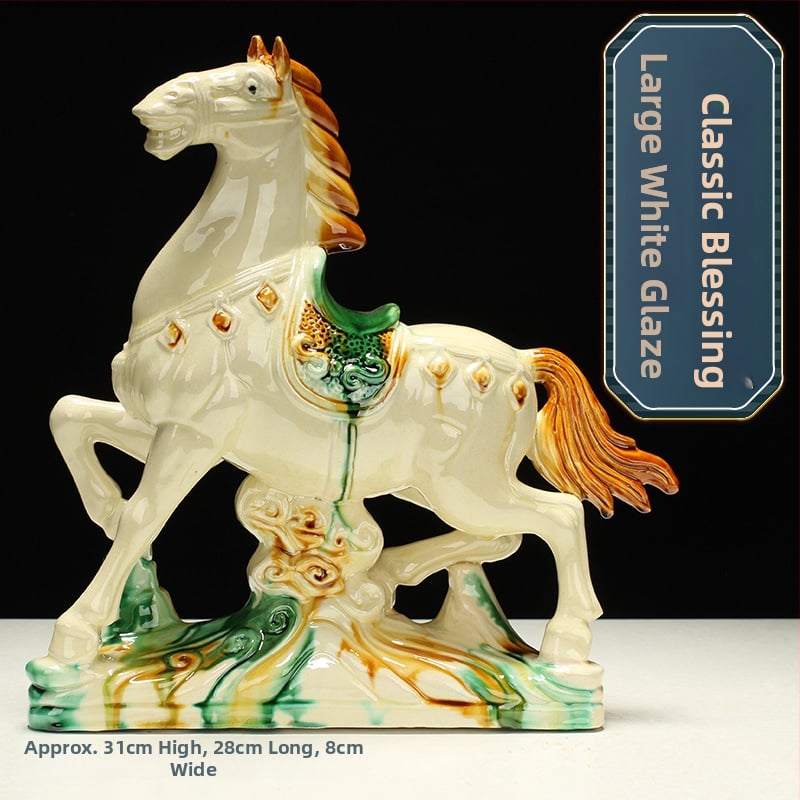 Keraminė arklio figūra – rankų darbo, naujo Kinų stiliaus, stalinis dekoras, dovana verslui