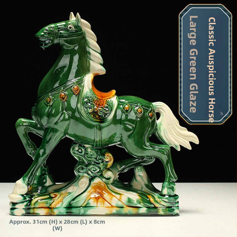 Keraminė arklio figūra – rankų darbo, naujo Kinų stiliaus, stalinis dekoras, dovana verslui