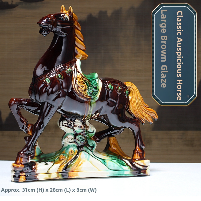 Keraminė arklio figūra – rankų darbo, naujo Kinų stiliaus, stalinis dekoras, dovana verslui