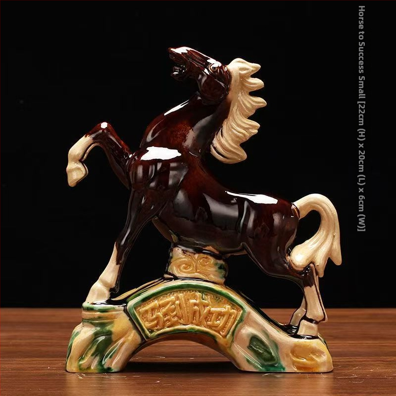 Keraminė arklio figūra – rankų darbo, naujo Kinų stiliaus, stalinis dekoras, dovana verslui