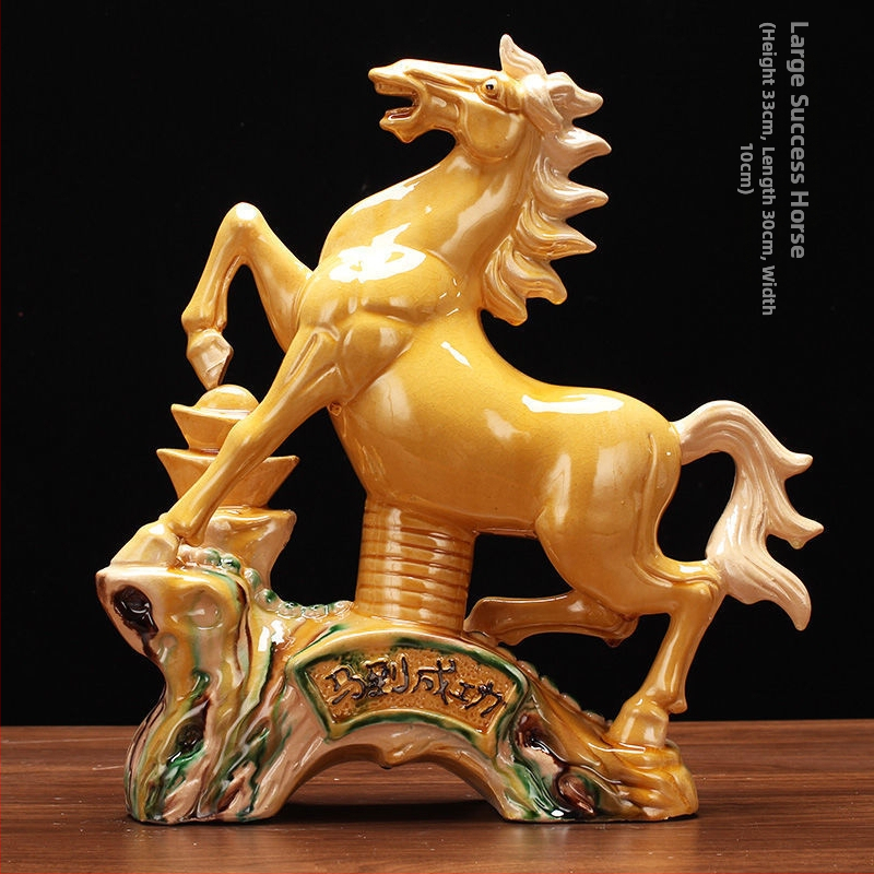 Keraminė arklio figūra – rankų darbo, naujo Kinų stiliaus, stalinis dekoras, dovana verslui