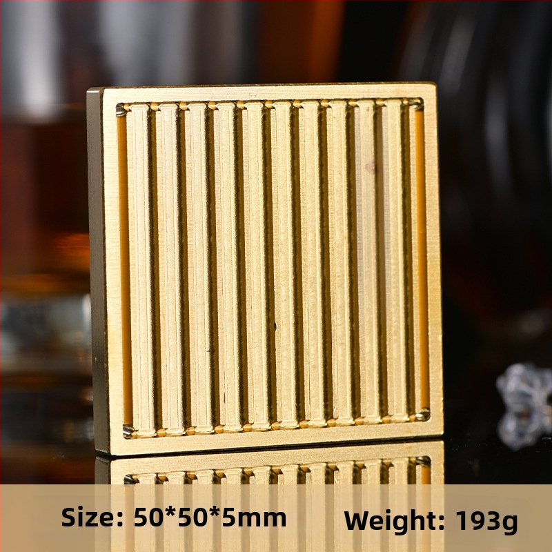 Jääkuubikute tempel kohandatud gravüüritud logoga, vask-pronksi sulam, CNC gravüürimine ja käsitsi poleerimine, ümmargune või ruudukujuline kuju, kaal 50 g