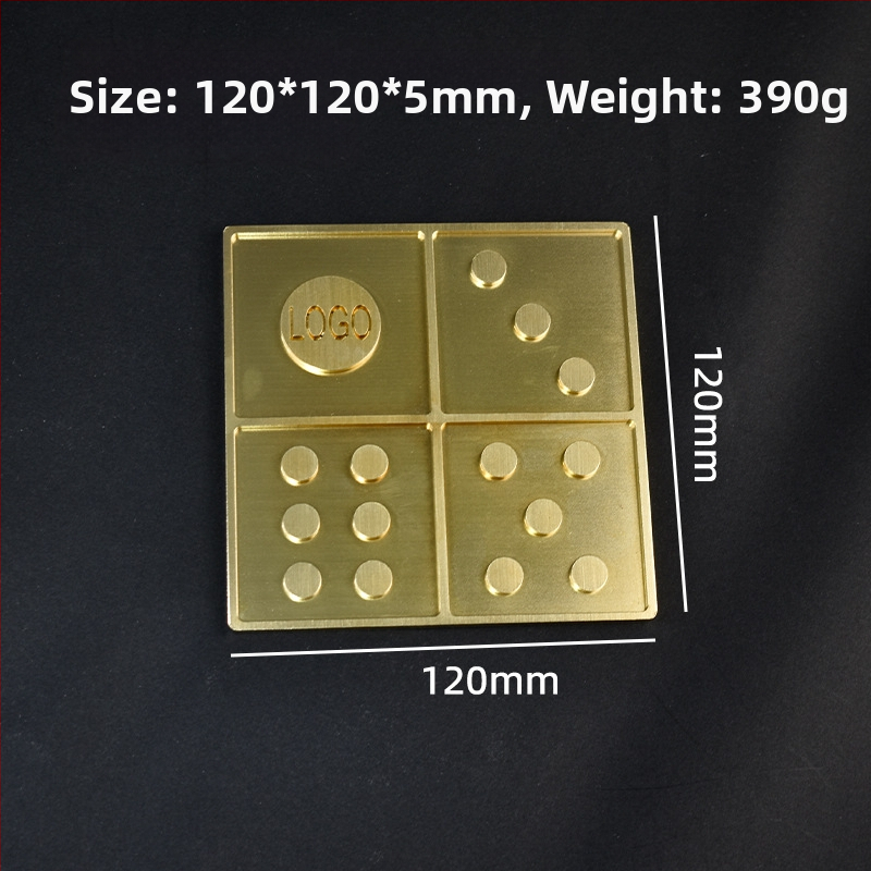 Jääkuubikute tempel kohandatud gravüüritud logoga, vask-pronksi sulam, CNC gravüürimine ja käsitsi poleerimine, ümmargune või ruudukujuline kuju, kaal 50 g