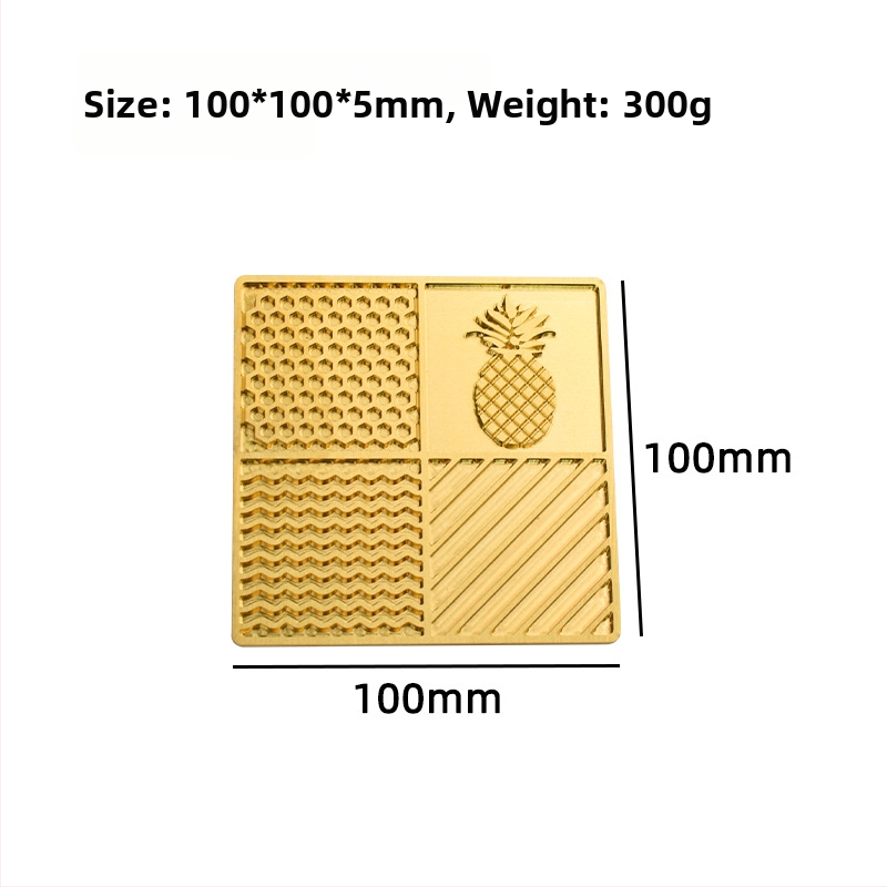 Jääkuubikute tempel kohandatud gravüüritud logoga, vask-pronksi sulam, CNC gravüürimine ja käsitsi poleerimine, ümmargune või ruudukujuline kuju, kaal 50 g