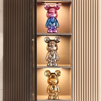 Keraminių meškiukų figūrėlių rinkinys su elektroplakavimo apdaila, šviesaus prabangos stilius, namų dekoras, pritaikomas