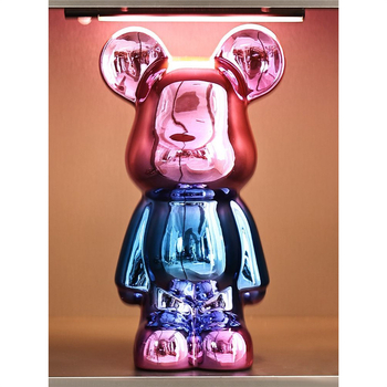 Keraminių meškiukų figūrėlių rinkinys su elektroplakavimo apdaila, šviesaus prabangos stilius, namų dekoras, pritaikomas