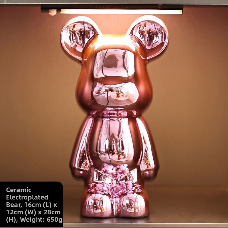 Keraminių meškiukų figūrėlių rinkinys su elektroplakavimo apdaila, šviesaus prabangos stilius, namų dekoras, pritaikomas