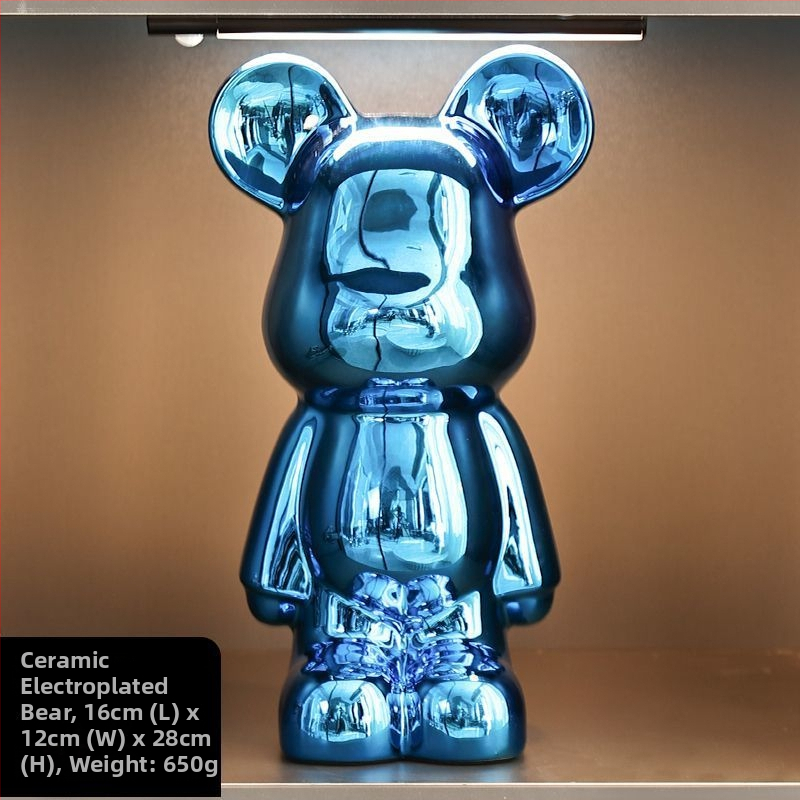 Keraminių meškiukų figūrėlių rinkinys su elektroplakavimo apdaila, šviesaus prabangos stilius, namų dekoras, pritaikomas