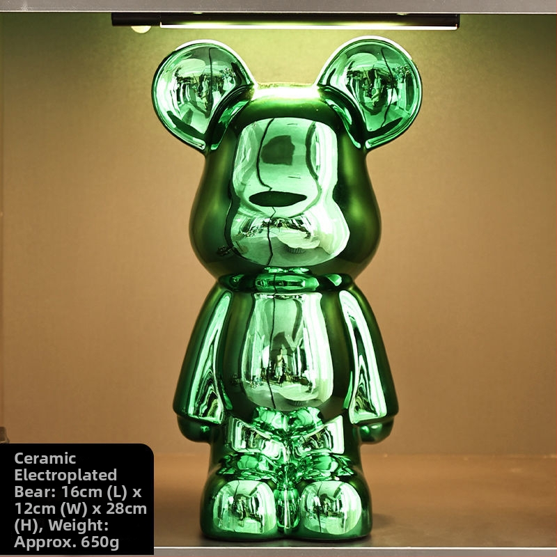 Keraminių meškiukų figūrėlių rinkinys su elektroplakavimo apdaila, šviesaus prabangos stilius, namų dekoras, pritaikomas