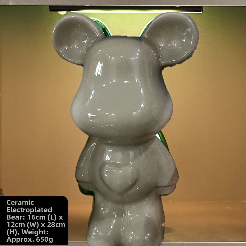 Keraminių meškiukų figūrėlių rinkinys su elektroplakavimo apdaila, šviesaus prabangos stilius, namų dekoras, pritaikomas