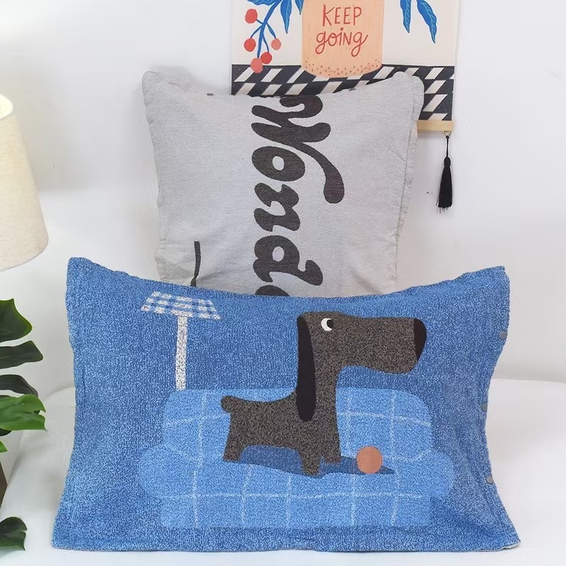 Medvilninė žakardo pagalvės uždanga su mygtuko uždarymu, vienas vnt.