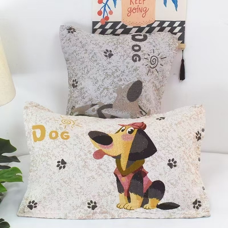 Medvilninė žakardo pagalvės uždanga su mygtuko uždarymu, vienas vnt.