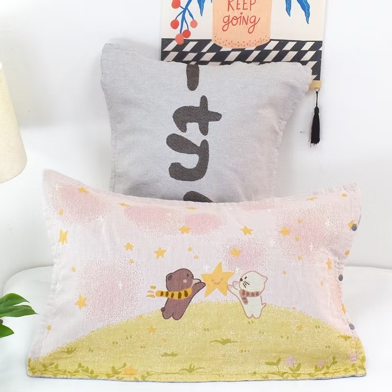 Medvilninė žakardo pagalvės uždanga su mygtuko uždarymu, vienas vnt.