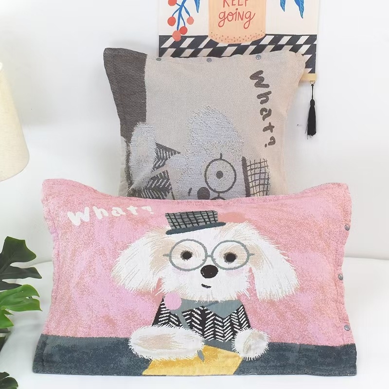 Medvilninė žakardo pagalvės uždanga su mygtuko uždarymu, vienas vnt.