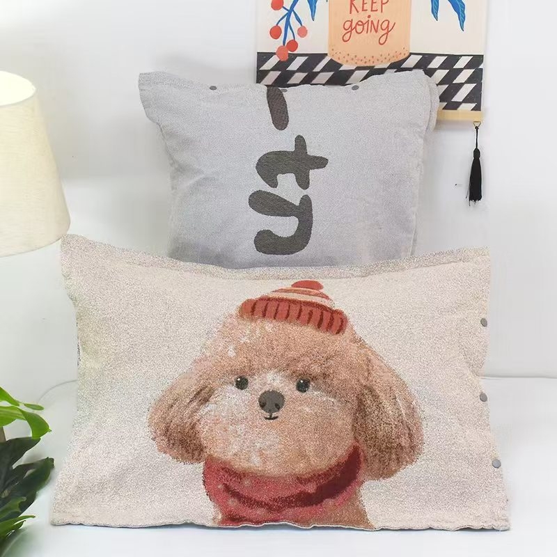 Medvilninė žakardo pagalvės uždanga su mygtuko uždarymu, vienas vnt.