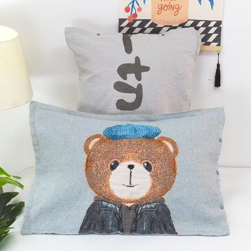 Medvilninė žakardo pagalvės uždanga su mygtuko uždarymu, vienas vnt.