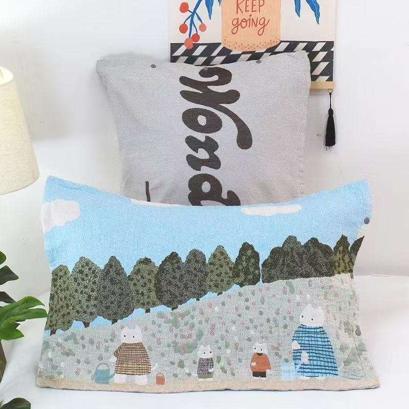 Medvilninė žakardo pagalvės uždanga su mygtuko uždarymu, vienas vnt.