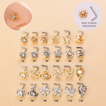 Ninasõrm lille zirkoonidega, roostevaba teras, südamekujuline disain, elektroplaadimine