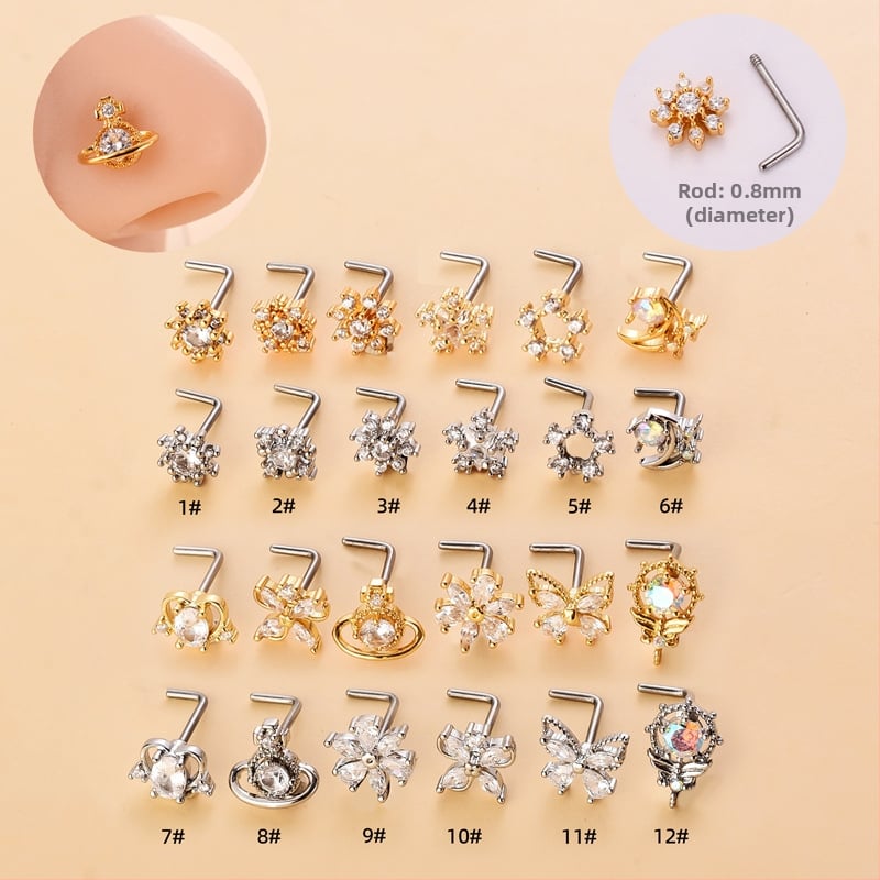 Ninasõrm lille zirkoonidega, roostevaba teras, südamekujuline disain, elektroplaadimine