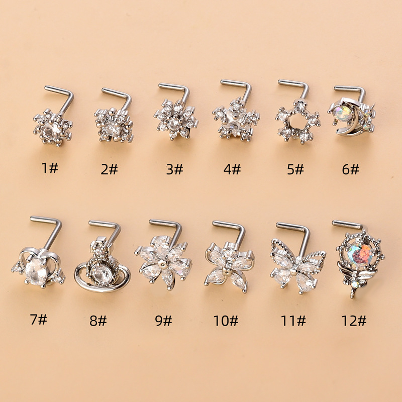 Ninasõrm lille zirkoonidega, roostevaba teras, südamekujuline disain, elektroplaadimine