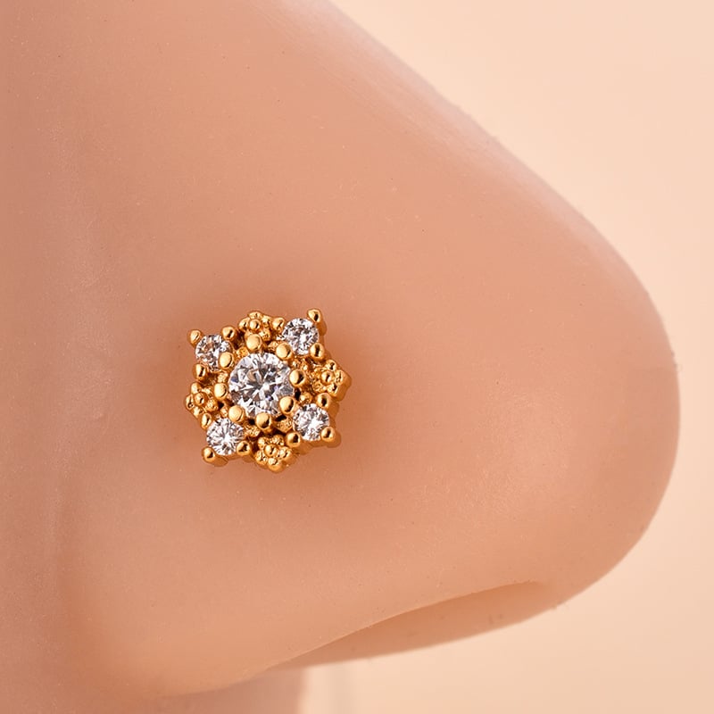 Ninasõrm lille zirkoonidega, roostevaba teras, südamekujuline disain, elektroplaadimine