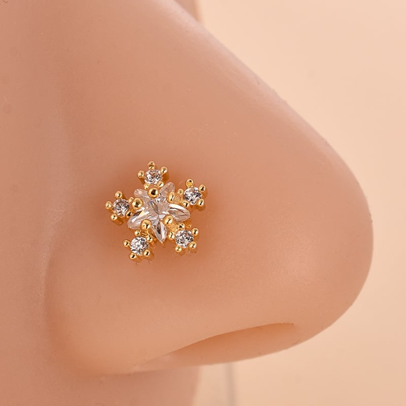 Ninasõrm lille zirkoonidega, roostevaba teras, südamekujuline disain, elektroplaadimine