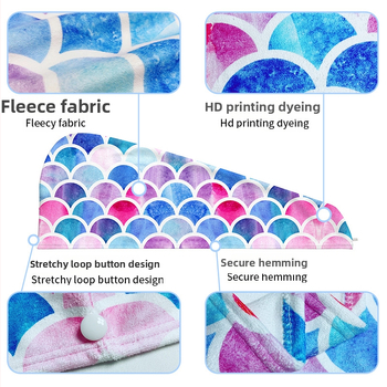 Mikropluošto plaukų džiovinimo kepuraitė su spauda, pritaikoma spauda, ypač sugerianti, greitas džiovinimas, 100–119 g