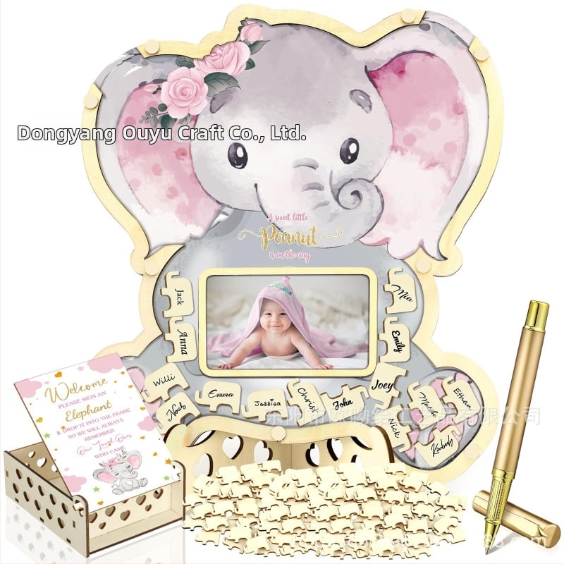 Βιβλίο επισκεπτών πάρτυ απόκρυψης φύλου με θεματικό αρκούδας πλαίσιο φωτογραφίας υπερήχων πεταλούδας – Boxwood, εκτύπωση