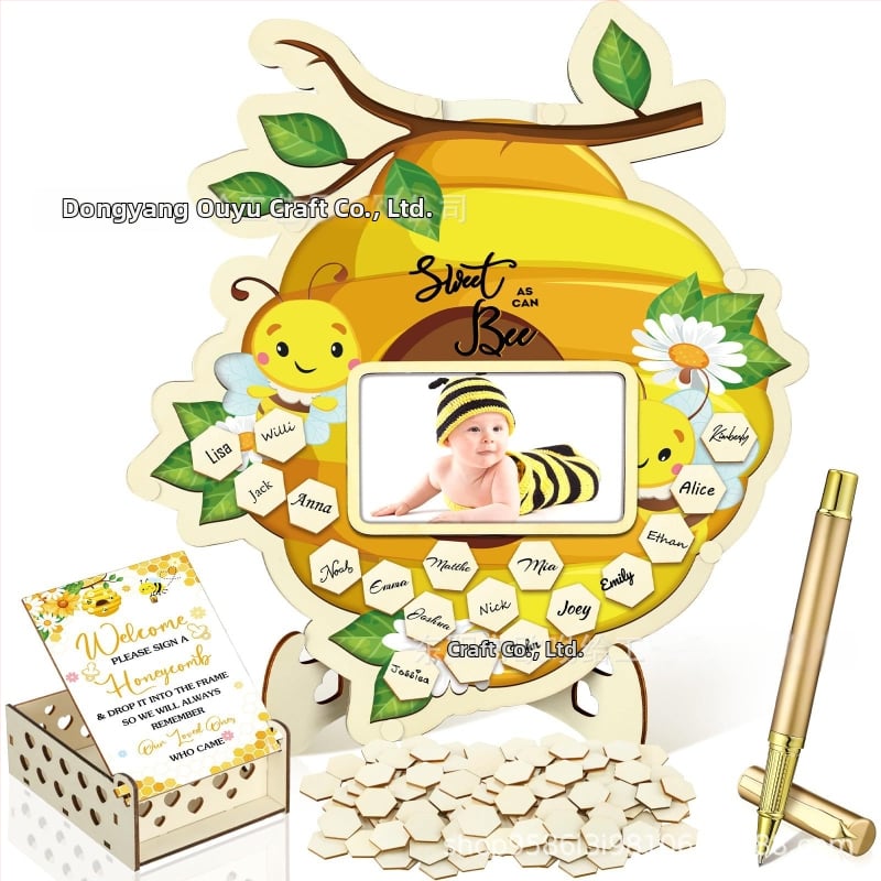 Βιβλίο επισκεπτών πάρτυ απόκρυψης φύλου με θεματικό αρκούδας πλαίσιο φωτογραφίας υπερήχων πεταλούδας – Boxwood, εκτύπωση