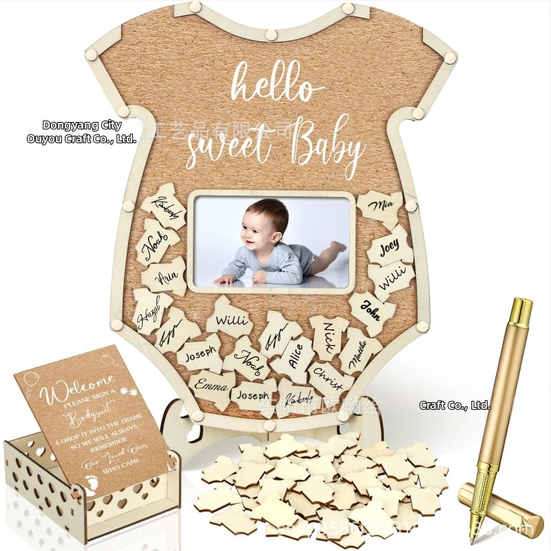 Βιβλίο επισκεπτών πάρτυ απόκρυψης φύλου με θεματικό αρκούδας πλαίσιο φωτογραφίας υπερήχων πεταλούδας – Boxwood, εκτύπωση