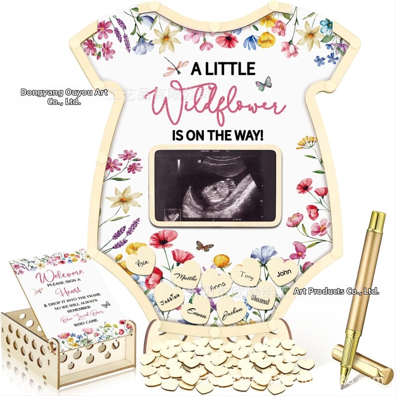 Βιβλίο επισκεπτών πάρτυ απόκρυψης φύλου με θεματικό αρκούδας πλαίσιο φωτογραφίας υπερήχων πεταλούδας – Boxwood, εκτύπωση