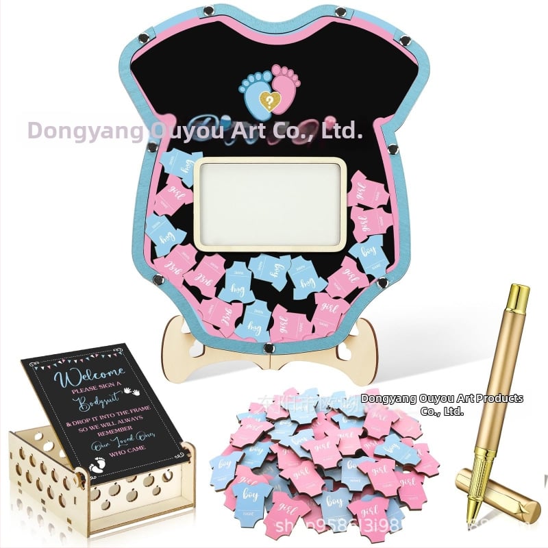 Βιβλίο επισκεπτών πάρτυ απόκρυψης φύλου με θεματικό αρκούδας πλαίσιο φωτογραφίας υπερήχων πεταλούδας – Boxwood, εκτύπωση