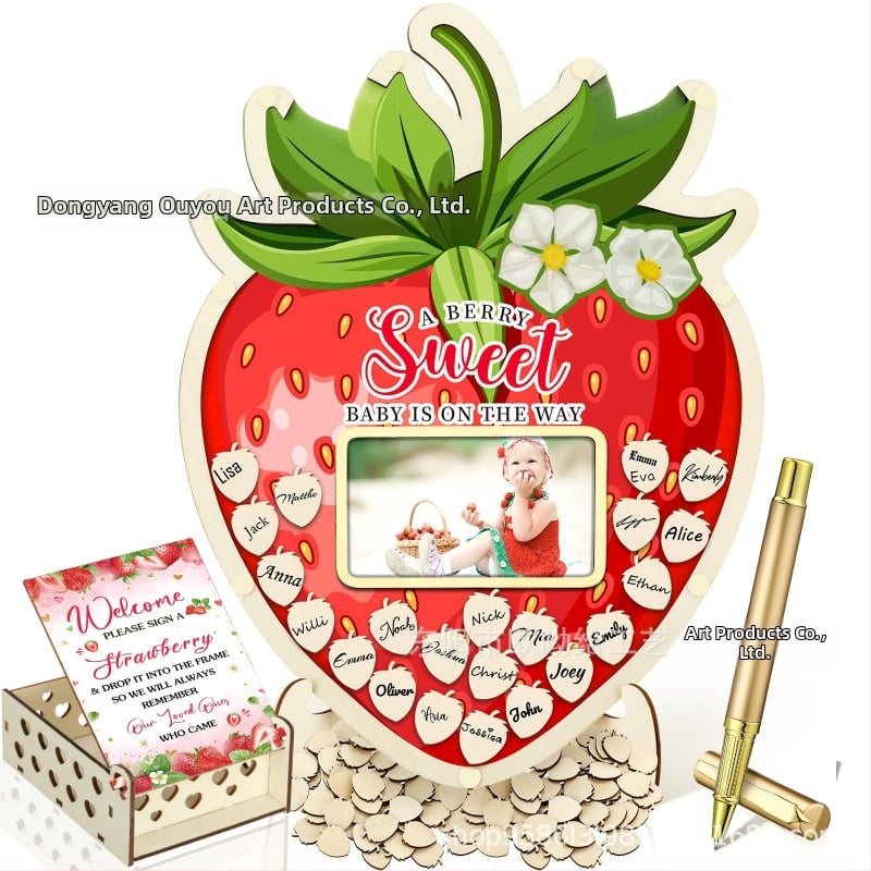 Βιβλίο επισκεπτών πάρτυ απόκρυψης φύλου με θεματικό αρκούδας πλαίσιο φωτογραφίας υπερήχων πεταλούδας – Boxwood, εκτύπωση