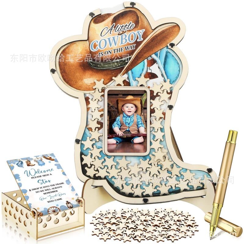 Βιβλίο επισκεπτών πάρτυ απόκρυψης φύλου με θεματικό αρκούδας πλαίσιο φωτογραφίας υπερήχων πεταλούδας – Boxwood, εκτύπωση